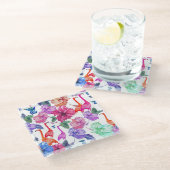 Dessous-de-verre En Verre Motif tropical d'aquarelle (Incliné)