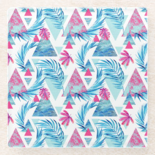 Dessous-de-verre En Verre Motif tropical de feuille d'aquarelle abstraite