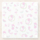 Dessous-de-verre En Verre Motif tropical, Flamants roses, pastèques, Fleurs (Dos)