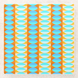 Dessous-de-verre En Verre Motif turquoise bleu orange jaune coloré