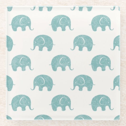 Dessous-de-verre En Verre Motif Turquoise Cute Elephant (Devant)