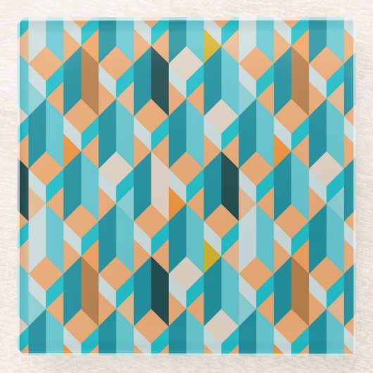 Dessous-de-verre En Verre Motif turquoise et orange de formes (Devant)