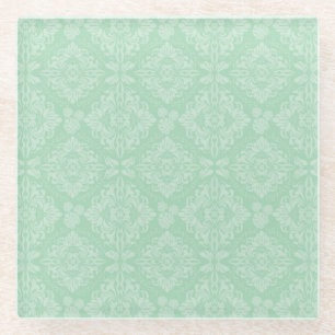 Dessous-de-verre En Verre Motif vert de damassé