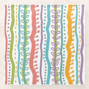 Dessous-de-verre En Verre Motif vertical des bandes Abstraites