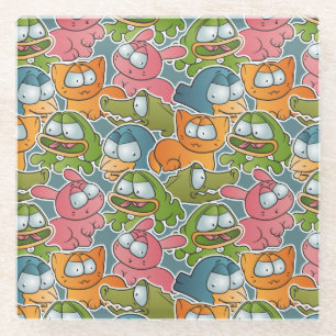 Dessous-de-verre En Verre Motif vintage avec des animaux de bande dessinée
