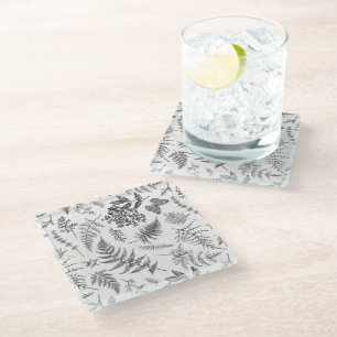 Dessous-de-verre En Verre Motif vintage Botany et Papillon