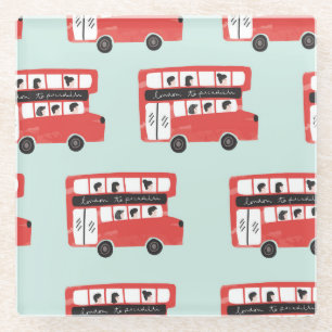 Dessous-de-verre En Verre Motif Vintage du bus Red London