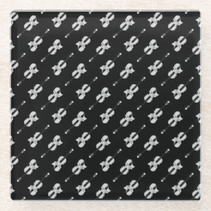 Dessous-de-verre En Verre Motif violon - noir et blanc