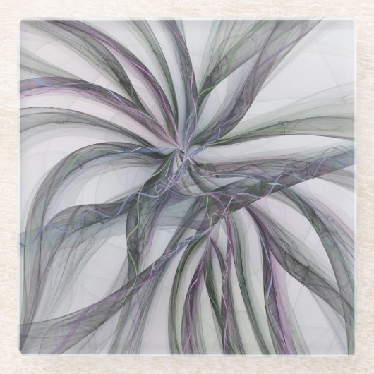 Dessous-de-verre En Verre Motions Filigree Moderne Abstrait pivotant Fractal (Devant)