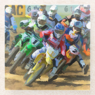 Dessous-de-verre En Verre Motocross Race Graphic Art