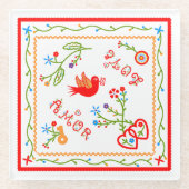 Dessous-de-verre En Verre Mouchoirs d'amour de Valentine (Devant)