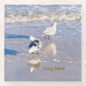 Dessous-de-verre En Verre Mouettes de l'île Coney (Devant)