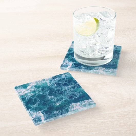 Dessous-de-verre En Verre Mousse mer (Incliné)