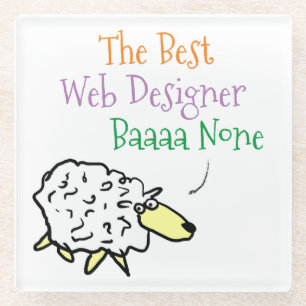 Dessous-de-verre En Verre Mouton Concepteur Web Drôle Meilleur Baaa Aucun De