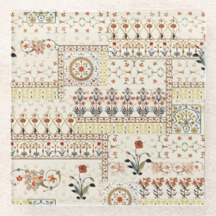 Dessous-de-verre En Verre Mughal Floral Paisley : Ethnic Digital Elegance.