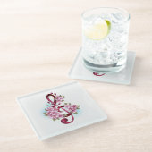 Dessous-de-verre En Verre Musical treble clef notes with sakura flowers (Incliné)