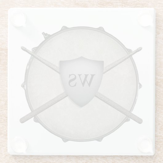 Dessous-de-verre En Verre Musicien de tambour monogramme rock & Roll Snare (Dos)