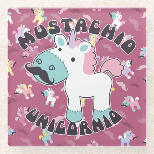 Dessous-de-verre En Verre Mustachio Unicornio ! (Devant)