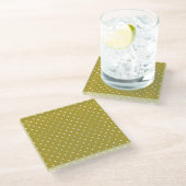 Dessous-de-verre En Verre  Mustard yellow white polka dots pattern  (Incliné)