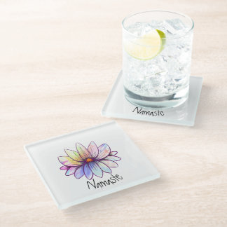 Dessous-de-verre En Verre Namaste, fleur de lotus pastel