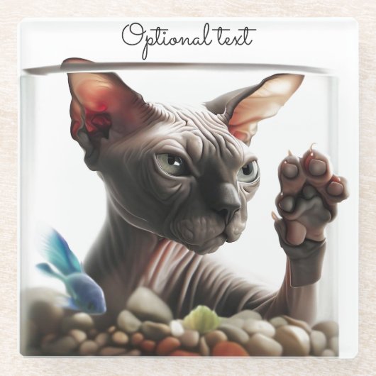 Dessous-de-verre En Verre Natation Sphynx Chat (Devant)