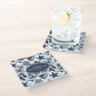 Dessous-de-verre En Verre Nautical Beach