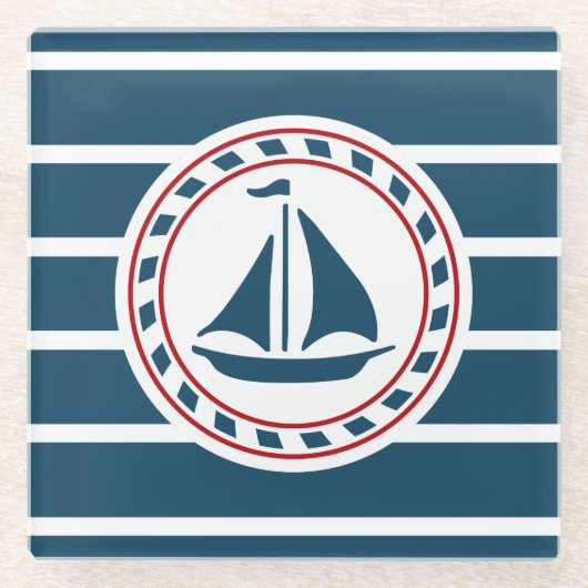 Dessous-de-verre En Verre Nautical design (Devant)