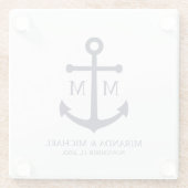 Dessous-de-verre En Verre Nautical Navy Blue Anchor Wedding (Dos)