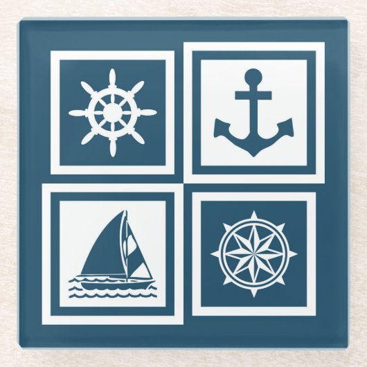 Dessous-de-verre En Verre Nautical themed design (Devant)