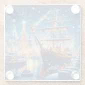 Dessous-de-verre En Verre Navire à quai Noël/hiver (Dos)