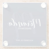 Dessous-de-verre En Verre Navy Blue Modern Script Accueil Bridesmaitres (Dos)