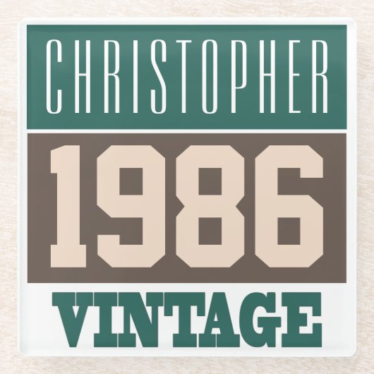 Dessous-de-verre En Verre Né en 1986, Cadeau personnalisé (Devant)