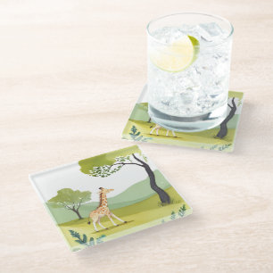 Dessous-de-verre En Verre Né pour explorer Peinture aquarelle de girafe