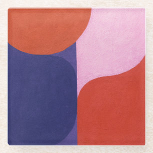 Dessous-de-verre En Verre "Négociation couleur" Art Abstrait coloré