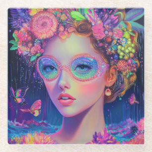 Dessous-de-verre En Verre Neon Garden Goddess