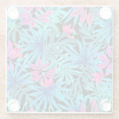 Dessous-de-verre En Verre Neon Pink and Blue Tropical Plant Pattern (Dos)