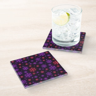 Dessous-de-verre En Verre Neon Snowflakes