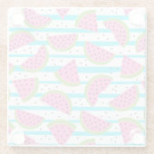 Dessous-de-verre En Verre Neon Watermelon sur Stripes Motif (Dos)