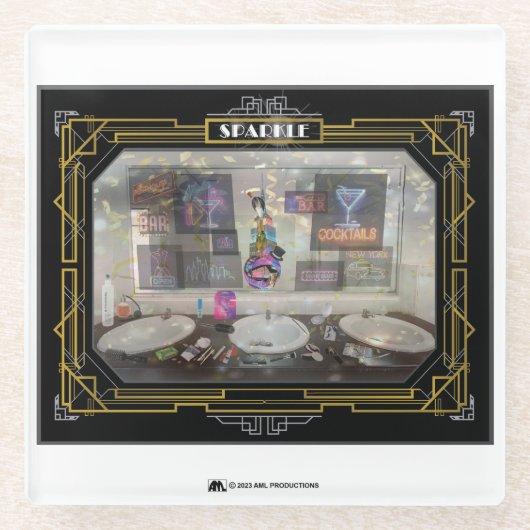 DESSOUS-DE-VERRE EN VERRE NEW YORK SPARKLE PHOTO 13 SECTION 6 BLANC (Devant)