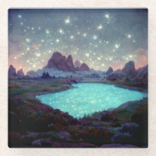 Dessous-de-verre En Verre Night Sky Stars Imaginaire Paysage