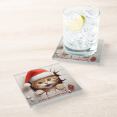 Dessous-de-verre En Verre Noël à Kitten 3D (Incliné)