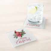 Dessous-de-verre En Verre Noël Cardinal Rouge Poinsettia (Incliné)