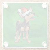 Dessous-de-verre En Verre Noël Chihuahua sur vert (Dos)