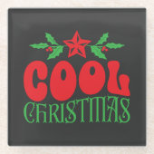 Dessous-de-verre En Verre Noël cool - Festive Retro Dessous de verre en verr (Devant)