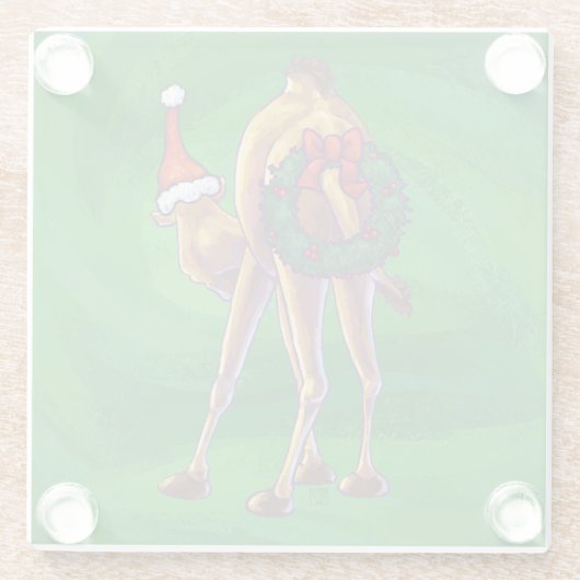 Dessous-de-verre En Verre Noël De Camel Sur Vert (Dos)