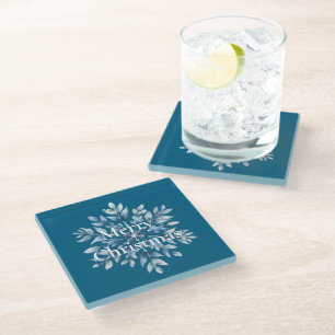 Dessous-de-verre En Verre Noël de Flèche de neige Blue Winter