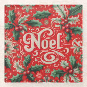 Dessous-de-verre En Verre Noel de Noël Rouge et Vert