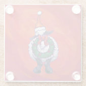 Dessous-de-verre En Verre Noël des moutons sur rouge (Dos)