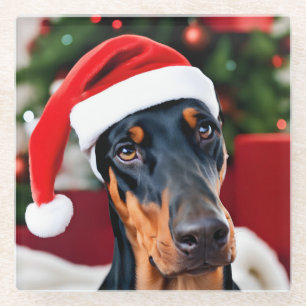 Dessous-de-verre En Verre Noël Doberman