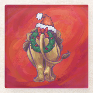 Dessous-de-verre En Verre Noël du lion en rouge